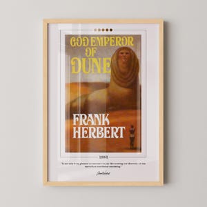Dieu empereur des dunes affiche de couverture de livre | Frank Herbert, Dune Print, affiches de livres, impression de livre, toile d'art murale, art du livre, cadeaux pour les amoureux des livres