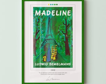 Madeline Book Cover Poster | Ludwig Bemelmans, Madeline Poster, Madeline Print, Book Posters, Canvas Wall Art, Book Art, Book Lover Gift