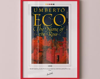 Der Name der Rose Buchcover Poster | Umberto Eco, Der Name der Rose Poster, Der Name der Rose Poster, Buch Poster, Buchliebhaber Geschenk