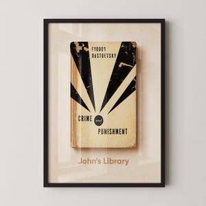Crime and Punishment Custom Library Wall Art, Personalized Book Cover Poster, Library Decor, Book Lover Gift, Literary Gifts, Bookish Gifts