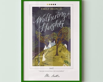 Wuthering Heights Book Cover Poster | Charlotte Bronte, Wuthering Heights Poster, Book Posters, Book Art, Canvas Wall Art, Book Lover Gift