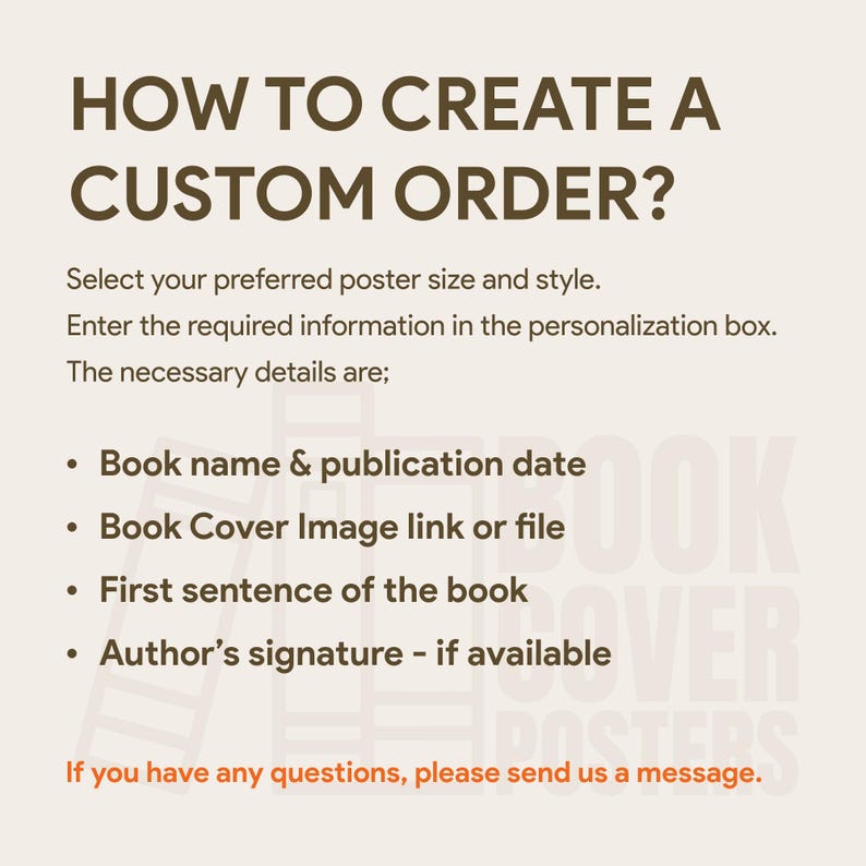 Request Your Own Book Cover Poster | Book Posters, Book Prints, Book Art, Canvas Wall Art, Book Lover Gift, Literary Gifts, Bookish Gifts image 4