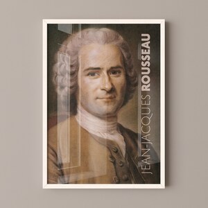 Jean Jacques Rousseau Poster Canvas Wall Art, Book Lover Gifts, Gifts for Readers, Bookish Gifts, Bookworm Gifts, Library Decor