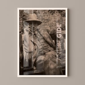 Andre Gide Poster Canvas Wall Art, Book Lover Gifts, Gifts for Readers, Bookish Gifts, Bookworm Gifts, Library Decor