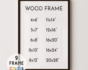 Black Wood Frame with 9 Colors, Wood Picture Frame, Photo Frame, Diploma Frame, 8x10 Frame, Black Frame, White Frame, Red Frame