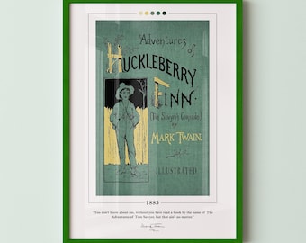 Adventures of Huckleberry Finn Book Cover Poster | Mark Twain, Adventures of Huckleberry Finn Poster, Book Posters, Canvas Print, Book Art