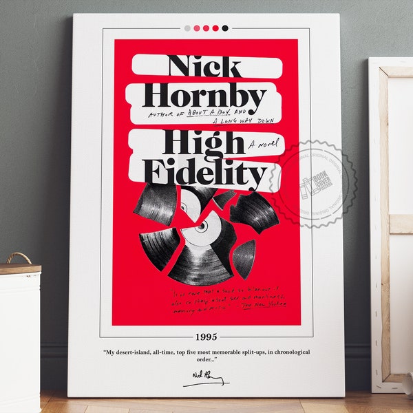 High Fidelity Book Cover Poster | Nick Hornby, High Fidelity Poster, High Fidelity Print, Book Posters, Canvas Wall Art, Book Lover Gift