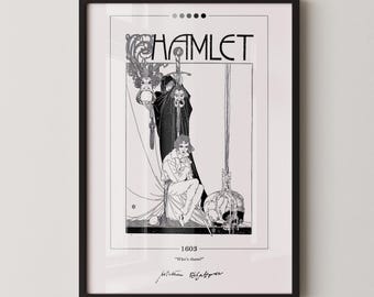 Póster de portada de Hamlet / William Shakespeare, póster de Hamlet, impresión de Hamlet, pósteres de libros, arte mural en lienzo, arte literario, regalo para amantes de los libros