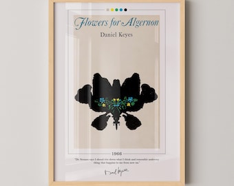 Flowers for Algernon Book Cover Poster | Daniel Keyes, Flowers for Algernon Poster, Book Posters, Canvas Wall Art, Book Art, Book Lover Gift