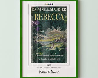 Rebecca Book Cover Poster | Daphne du Maurier, Rebecca Poster, Rebecca Print, Book Posters, Book Art, Canvas Wall Art, Book Lover Gift