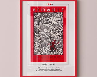 Beowulf Book Cover Poster | Beowulf Poster, Beowulf Print, Book