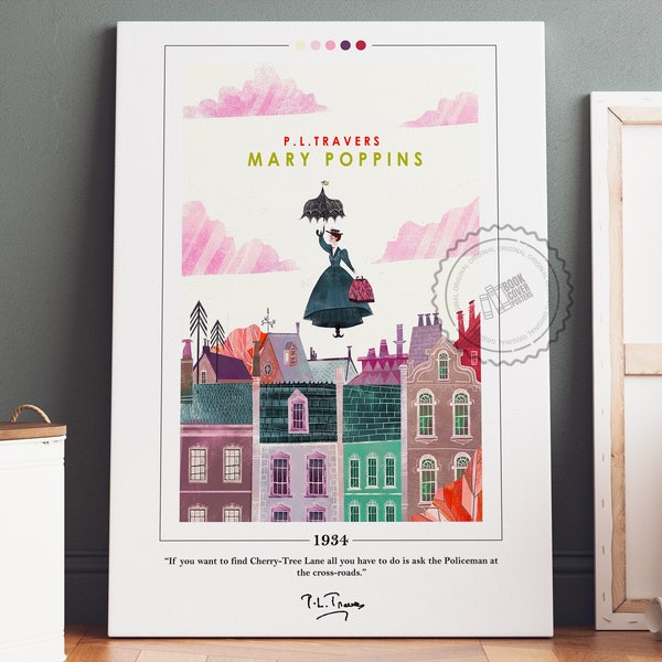 Mary Poppins Buchcover Poster | P. L. Travers, Mary Poppins Poster, Mary Poppins Print, Buch Poster, Buchkunst, Buchliebhaber Geschenk