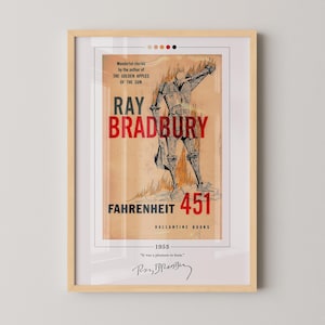 Fahrenheit 451 Book Cover Poster | Ray Bradbury, Fahrenheit 451 Poster, Fahrenheit 451 Print, Book Posters, Book Art, Canvas Wall Art