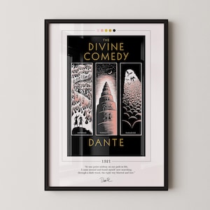 Divine Comedy Book Cover Poster | Dante Alighieri, Divine Comedy Poster, Divine Comedy Print, Book Posters, Book Art, Book Lover Gift
