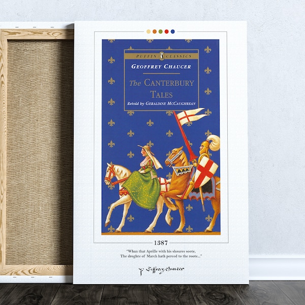 The Canterbury Tales Book Cover Poster | Geoffrey Chaucer, The Canterbury Tales Poster, Book Posters, Canvas Wall Art, Book Lover Gift