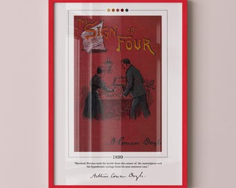 The Sign of the Four Book Cover Poster | Arthur Conan Doyle, Sherlock Holmes Poster, The Sign of the Four Poster, Book Posters, Canvas Print