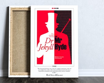 Dr Jekyll and Mr Hyde Book Cover Poster | Robert Louis Stevenson, Dr Jekyll and Mr Hyde Poster, Book Posters, Canvas Print, Book Lover Gift