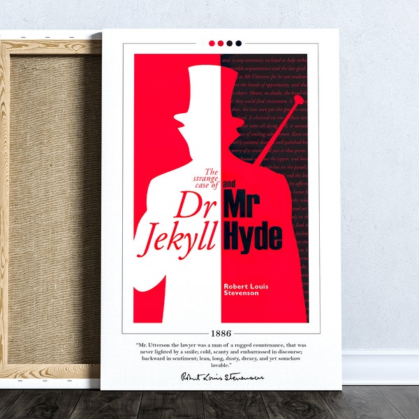 Dr Jekyll and Mr Hyde Book Cover Poster | Robert Louis Stevenson, Dr Jekyll and Mr Hyde Poster, Book Posters, Canvas Print, Book Lover Gift