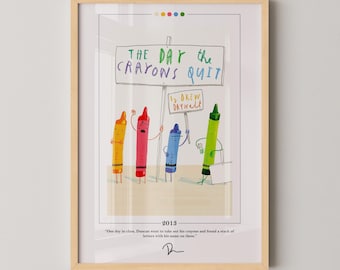 The Day the Crayons Quit Book Cover Poster | Drew Daywalt, The Day the Crayons Quit Poster, Book Posters, Book Art, Book Lover Gift