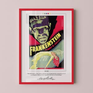 Frankenstein Book Cover Poster | Mary Shelley, Frankenstein Poster, Frankenstein Print, Book Posters, Canvas Print, Book Lover Gift
