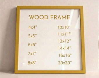 Square Yellow Wood Frame with 9 Colors, Wood Picture Frame, Photo Frame, Diploma Frame, Black Frame, White Frame, Red Frame