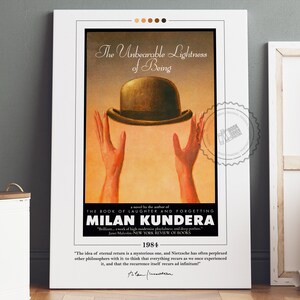 La insoportable levedad de ser cartel de portada de libro / Milan Kundera, La insoportable levedad de ser cartel, carteles de libros, regalo de amante de los libros