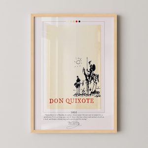 Don Quixote Book Cover Poster | Miguel de Cervantes, Don Quixote Poster, Don Quixote Print, Book Posters, Canvas Wall Art, Book Lover Gift