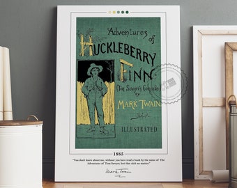 Adventures of Huckleberry Finn Book Cover Poster | Mark Twain, Adventures of Huckleberry Finn Poster, Book Posters, Canvas Print, Book Art