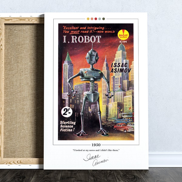 I Robot Book Cover Poster | Isaac Asimov, I Robot Poster, I Robot Print, Book Posters, Book Prints, Canvas Print, Book Art, Book Lover Gift