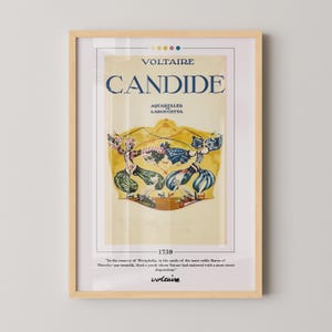 Candide Book Cover Poster | Voltaire, Candide Poster, Candide Print, Book Posters, Book Prints, Book Art, Canvas Wall Art, Book Lover Gift