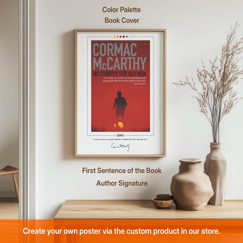 No Country for Old Men Book Cover Poster | Cormac McCarthy, No Country for Old Men Poster, Book Posters, Canvas Wall Art, Book Lover Gift image 2
