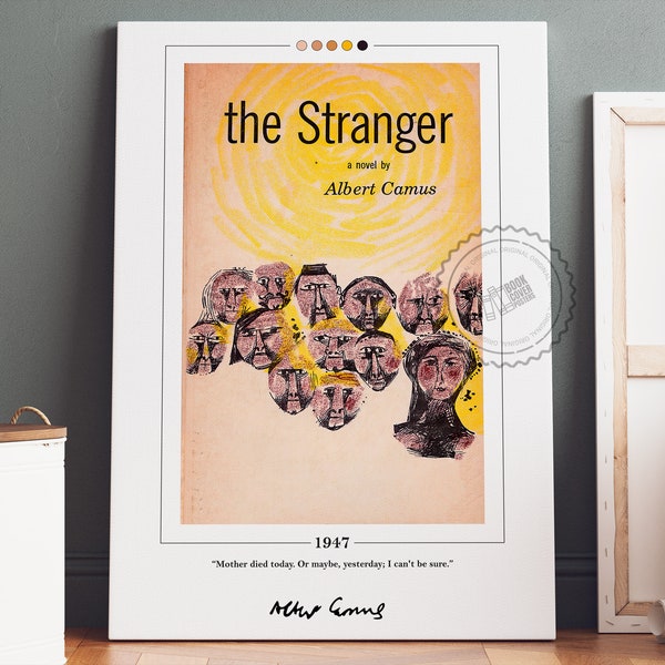 The Stranger Book Cover Poster | Albert Camus, The Stranger Poster, The Stranger Print, Book Posters, Book Art, Canvas Print, Literary Gifts