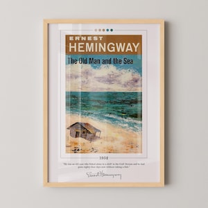 The Old Man and the Sea Book Cover Poster | Ernest Hemingway, The Old Man and the Sea Poster, Book Posters, Canvas Print, Book Lover Gift