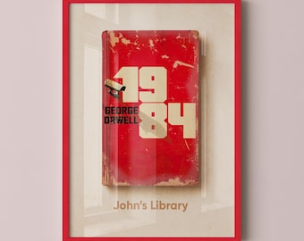 1984 Custom Library Wall Art, Personalized Book Cover Poster, Library Decor, Book Lover Gift, Literary Gifts, Bookish Gifts, Book Art
