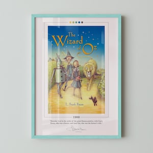 The Wizard of Oz Book Cover Poster | L. Frank Baum, Wizard of Oz Poster, Wizard of Oz Print, Book Posters, Canvas Wall Art, Book Lover Gift