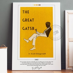 Poster di copertina del libro Il grande Gatsby / F. Scott Fitzgerald, Poster del grande Gatsby, Poster di libri, Stampa su tela, Arte del libro, Regalo per gli amanti dei libri
