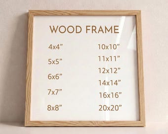 Square Natural Wood Frame with 9 Colors, Wood Picture Frame, Photo Frame, Diploma Frame, Black Frame, White Frame, Red Frame