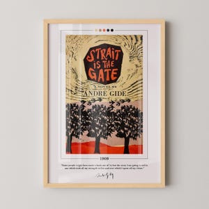 Strait is the Gate Book Cover Poster | Andre Gide, Strait is the Gate Poster, Strait is the Gate Print, Book Posters, Book Lover Gift