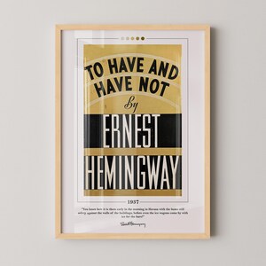 To Have and Have Not Book Cover Poster | Ernest Hemingway, Book Posters, Book Prints, Book Art, Book Lover Gifts, Bookish Gifts