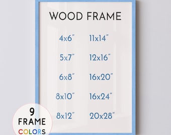 Blue Wood Frame with 9 Colors, Wood Picture Frame, Photo Frame, Diploma Frame, 8x10 Frame, Black Frame, White Frame, Red Frame