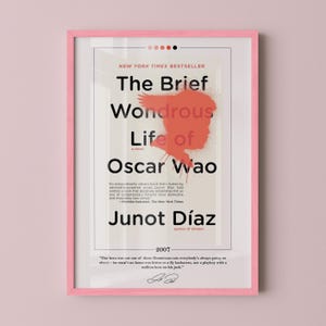 Póster de portada del libro "La breve y maravillosa vida de Óscar Wao" / Junot Díaz, póster de "La breve y maravillosa vida de Óscar Wao", pósteres de libros, arte de libros