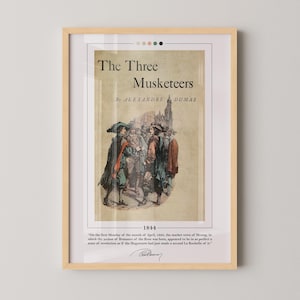 The Three Musketeers Book Cover Poster | Alexandre Dumas, The Three Musketeers Poster, 3 Musketeers Print, Book Posters, Book Art