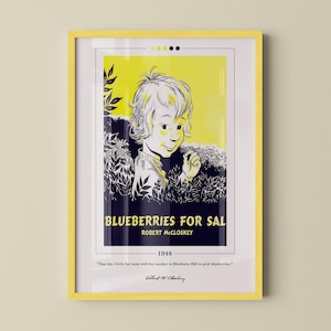 Blueberries for Sal Book Cover Poster | Robert McCloskey, Blueberries for Sal Poster, Book Posters, Canvas Wall Art, Book Lover Gift