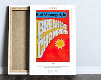 Breakfast of Champions Book Cover Poster | Kurt Vonnegut, Breakfast of Champions Poster, Book Posters, Canvas Wall Art, Book Lover Gift