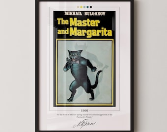 The Master and Margarita Book Cover Poster | Mikhail Bulgakov, Master and Margarita Poster, Book Posters, Canvas Wall Art, Book Lover Gift