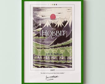 The Hobbit Book Cover Poster | J. R. R. Tolkien, The Hobbit Poster, The Hobbit Print, Book Posters, Canvas Wall Art, Book Lover Gift