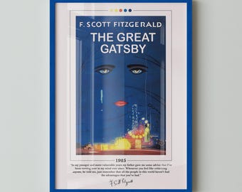 The Great Gatsby Buchcover Poster | F. Scott Fitzgerald, The Great Gatsby Poster, Buch Poster, Leinwand Wandkunst, Buchkunst, Geschenk für Buchliebhaber