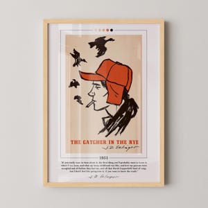 The Catcher in the Rye Book Cover Poster | J. D. Salinger, The Catcher in the Rye Poster, Book Posters, Canvas Wall Art, Book Lover Gift