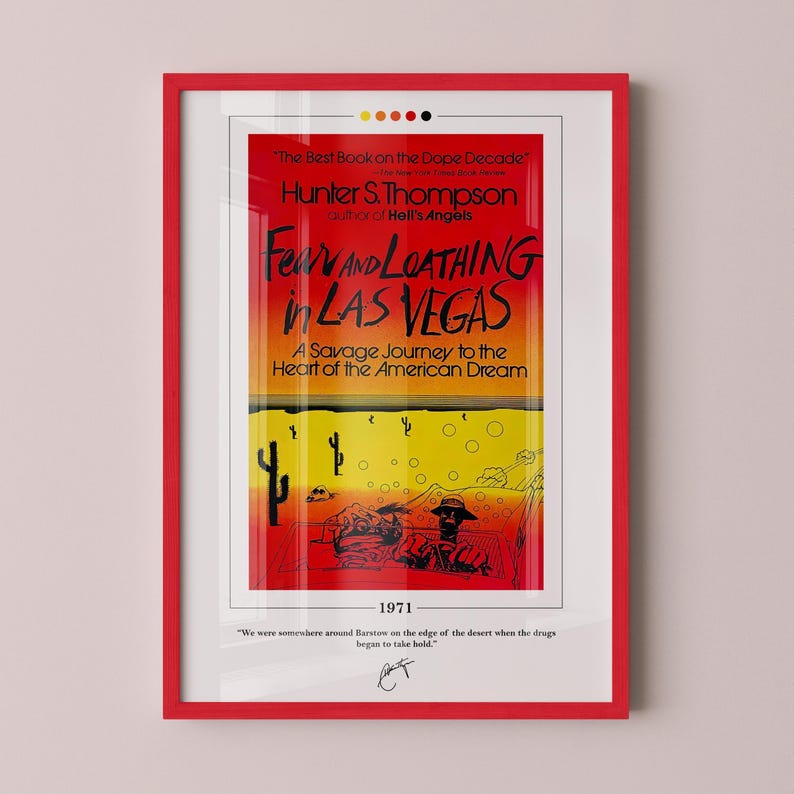 Fear and Loathing in Las Vegas Book Cover Poster | Hunter S. Thompson, Fear and Loathing in Las Vegas Poster, Book Posters, Book Lover Gift image 1
