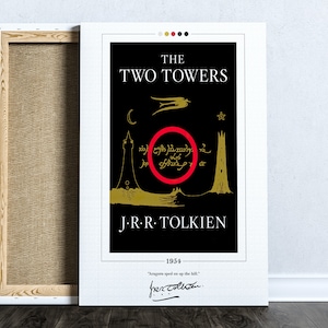 The Two Towers Book Cover Poster J. R. R. Tolkien, Lord of the Rings Poster, The Two Towers Print, Book Posters, Book Art, Canvas Wall Art image 1